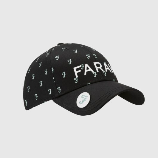 Farah Reese Allover Print Six Panel Golf Cap In Black