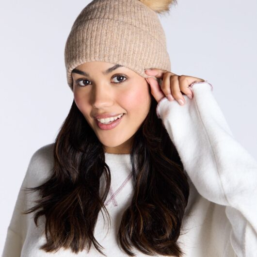 Boux Avenue Pom pom hat - Oatmeal - OS