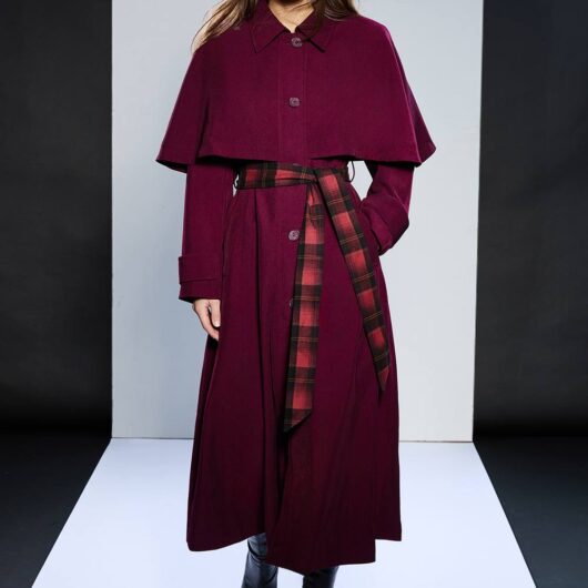 Debenhams Women's Runway 1.8.18 Belted Cape Coat in Berry | Size: 14