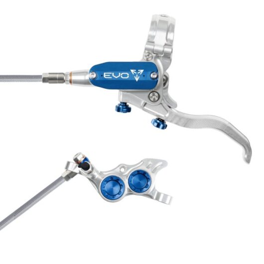 Hope Tech 4 EVO TR4 Hydraulic Disc Brake - Silver / BlueRear Left HandBraided