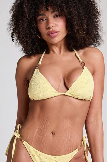 Hunkemöller Triangle Crochet Bikini Top Yellow