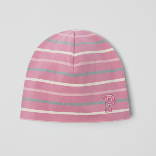 Jersey beanie "P" appliqué striped