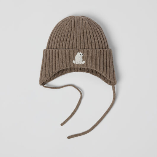 Rib knit hat wool blend