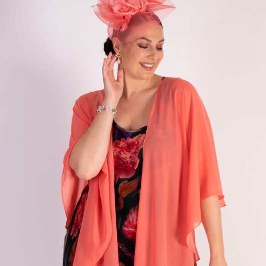 Soft Coral Rose Feathers Fascinator