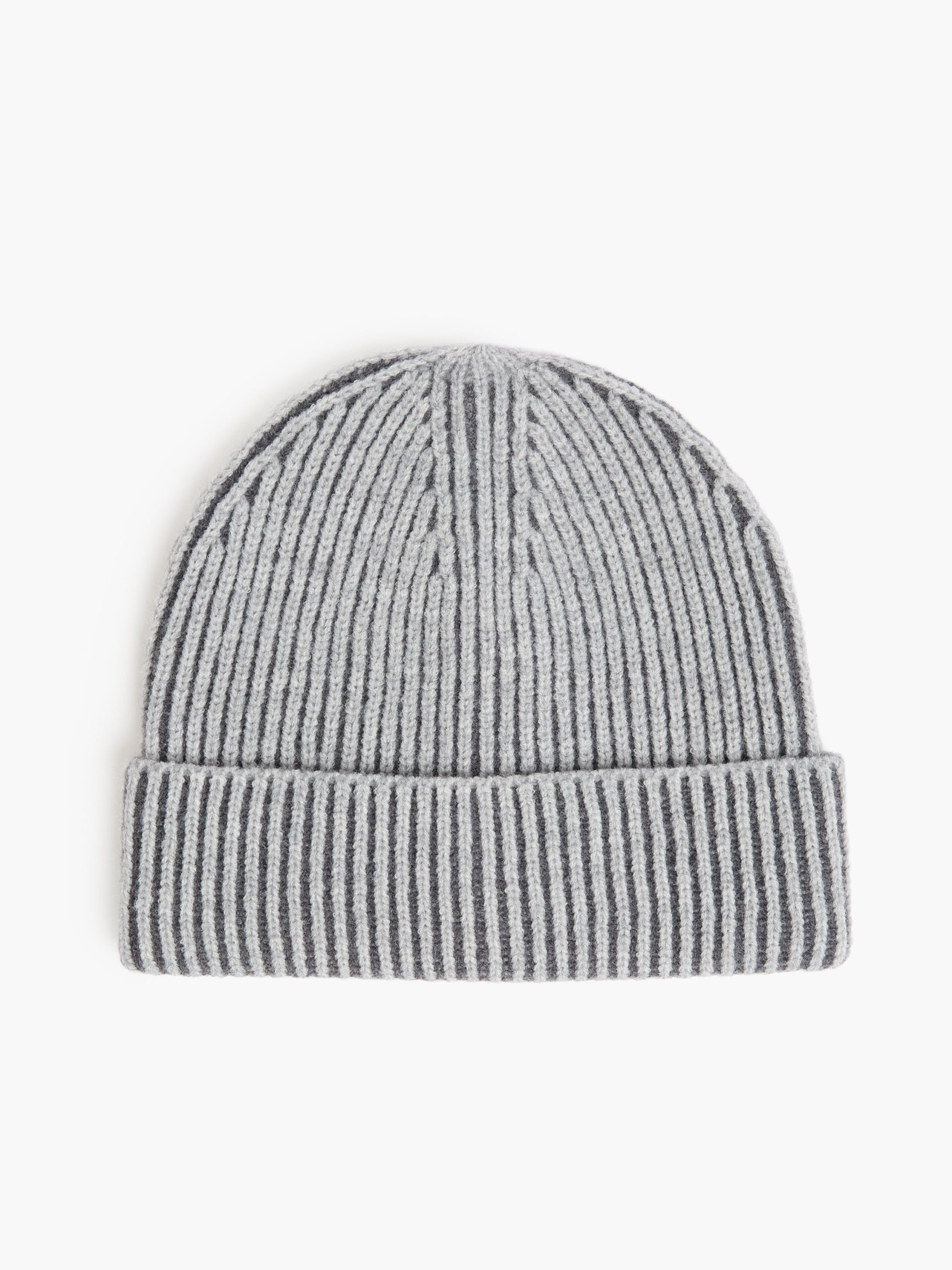 Two Tone Knit Beanie Hat Multi Grey